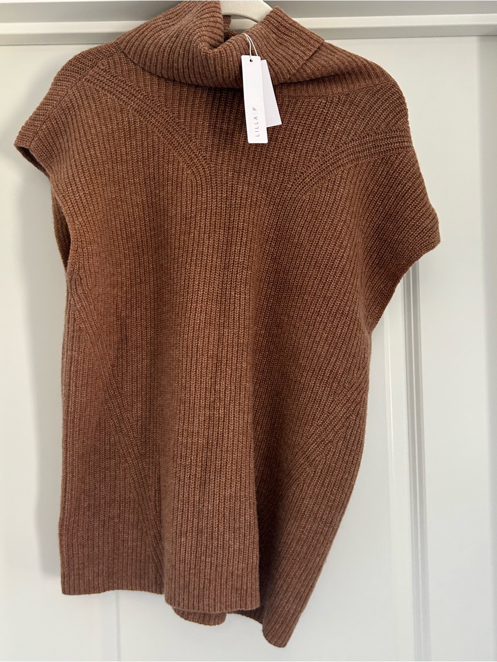 Lilla P Sleeveless Turtleneck Knit Sweater in Chestnut
